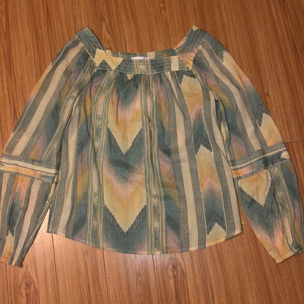 NWT Lauren Conrad Trapunto Peasant Top